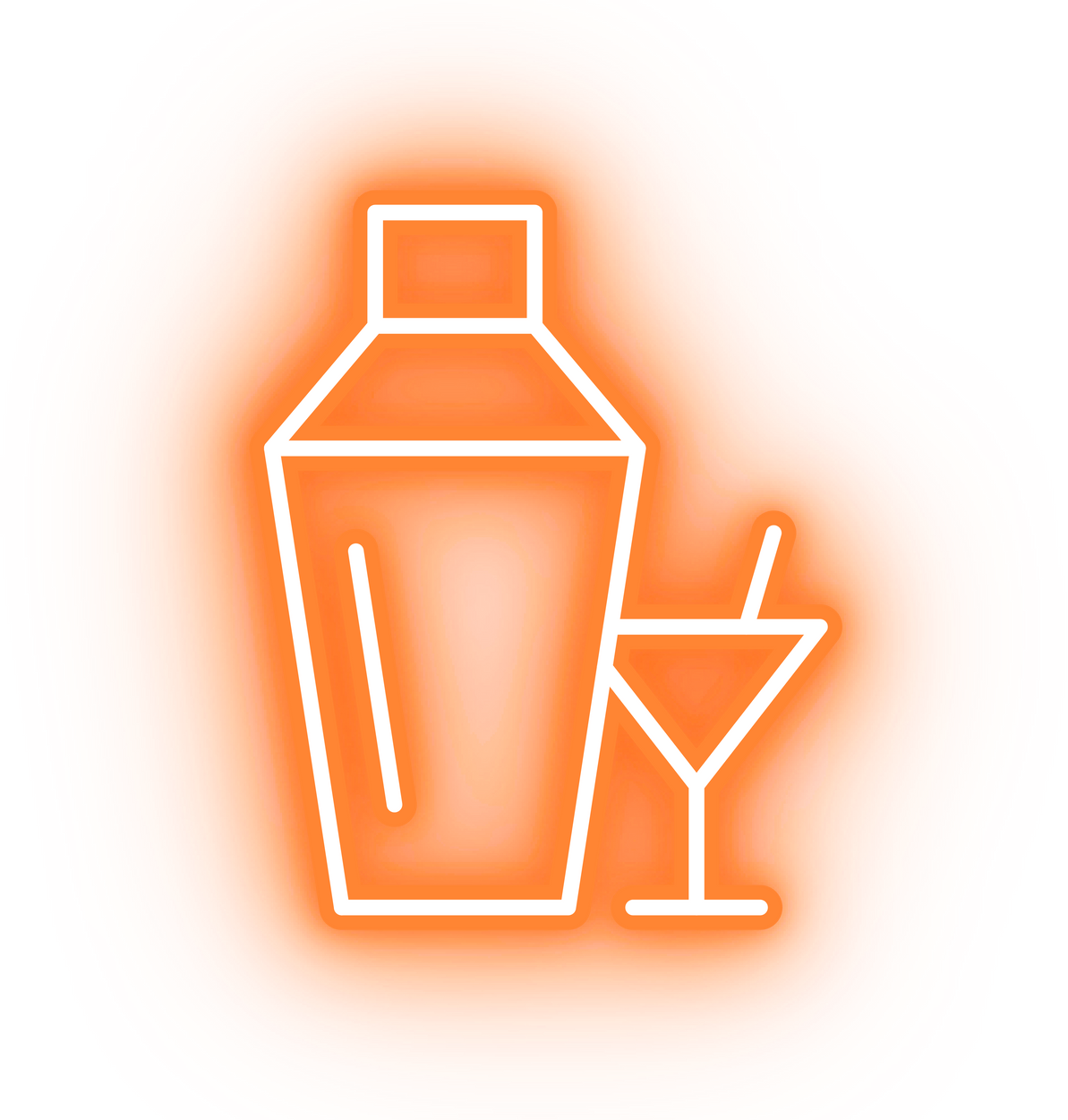 Neon orange bartending icon